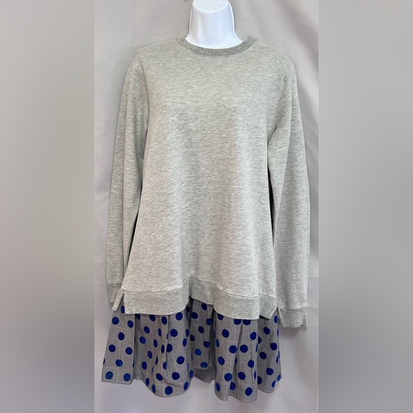 Clu Too Sweater Dress Large Gray Mixed Media Layered Pleated Long Sleeve Women’s - Picture 1 of 9